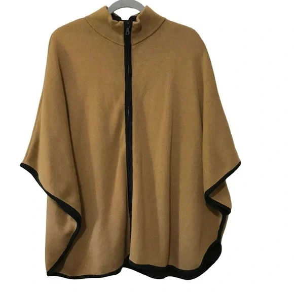 Anne Klein Color Block Zip Front Cape Size Large - Picture 1 of 11